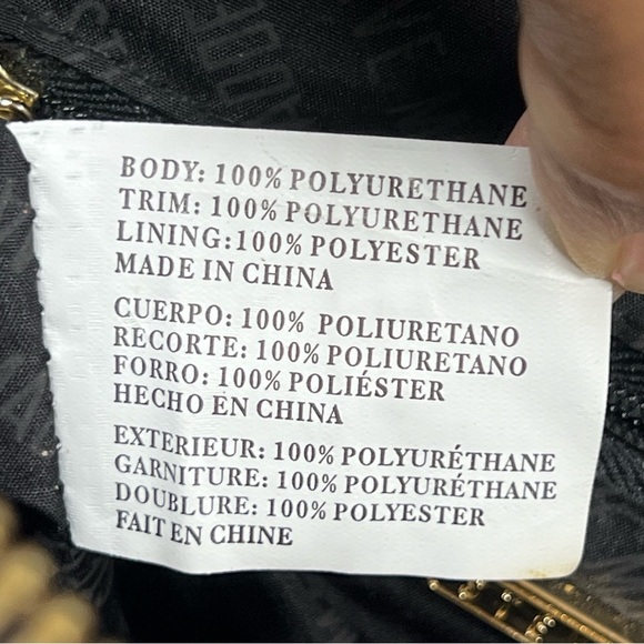 Steve Madden Black Floral Logo Printed Chain Strap Crossbody Roses Shoulder Bag - Picture 6 of 15